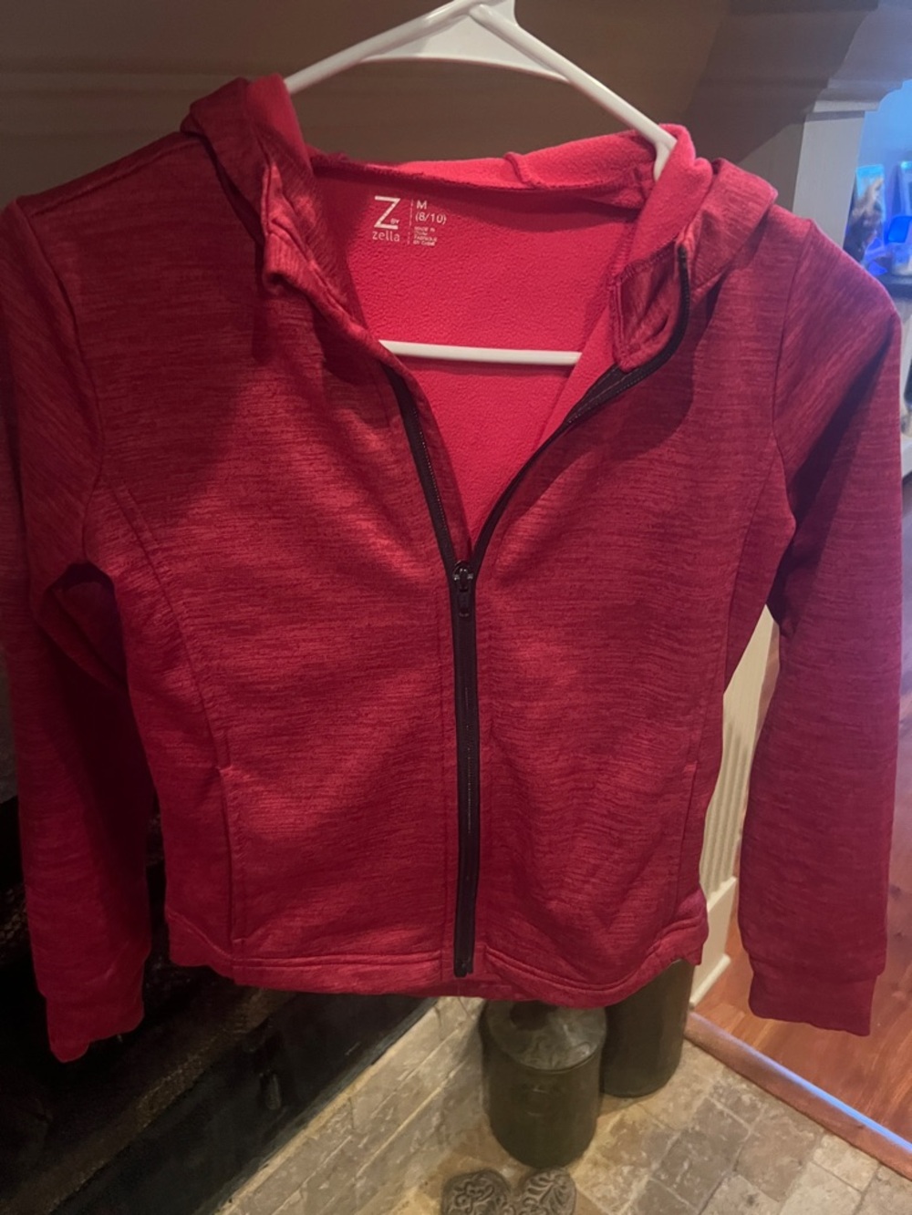 Zella Girls Red Hooded Full-Zip Sweatshirt